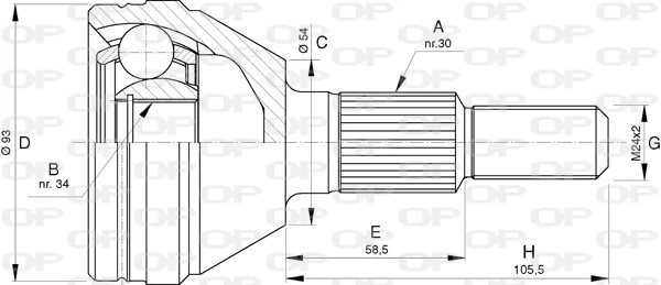 CVJ573710 Open Parts junta homocinética externa dianteira