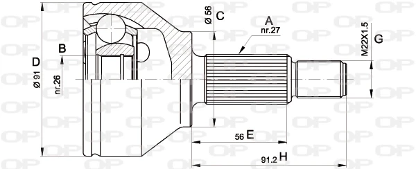 CVJ543710 Open Parts