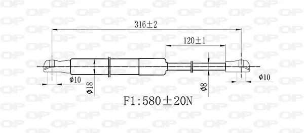 Amortecedor da capota GSR652100 Open Parts