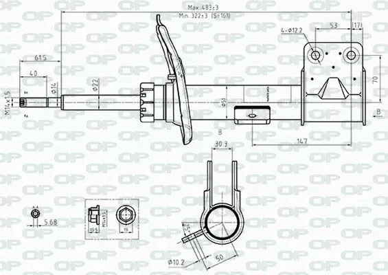 Amortecedor dianteiro direito SAB848131 Open Parts