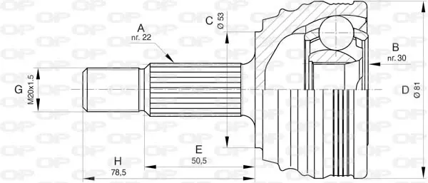 Junta homocinética externa dianteira Volkswagen Caddy 1 14