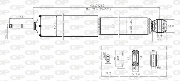 SAB814811 Open Parts amortecedor dianteiro