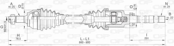 1609763980 Peugeot/Citroen semieixo (acionador dianteiro direito)