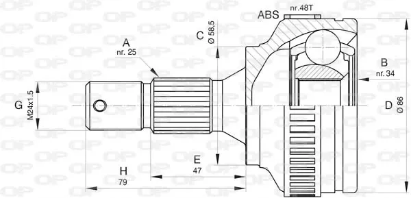 Junta homocinética externa dianteira Peugeot 306 7A
