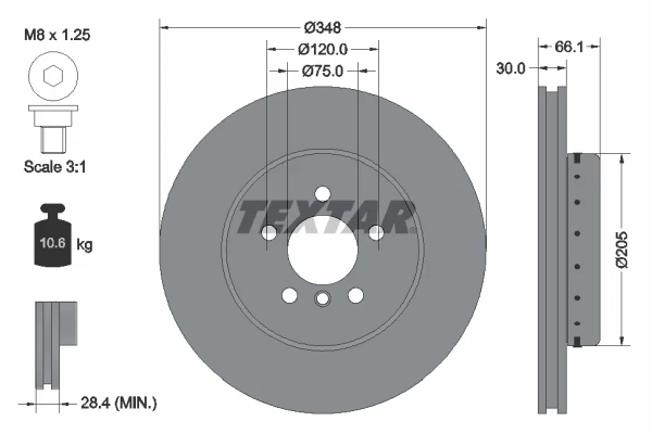 92265725 Textar disco do freio dianteiro