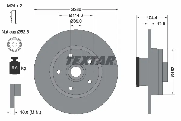 Disco do freio traseiro 92268903 Textar