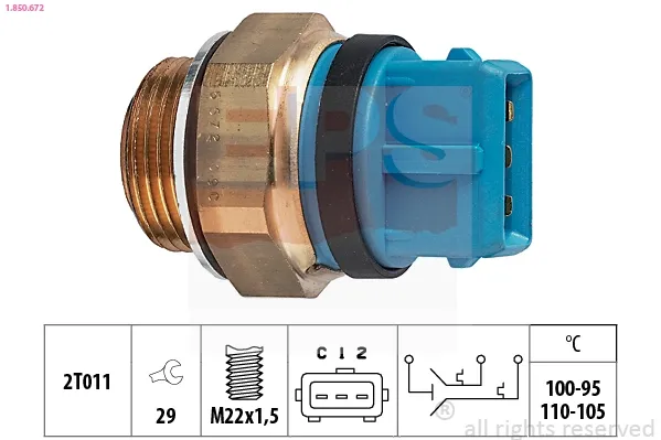 Sensor de temperatura do fluido de esfriamento (de ativação de ventilador do radiador) 1850672 EPS
