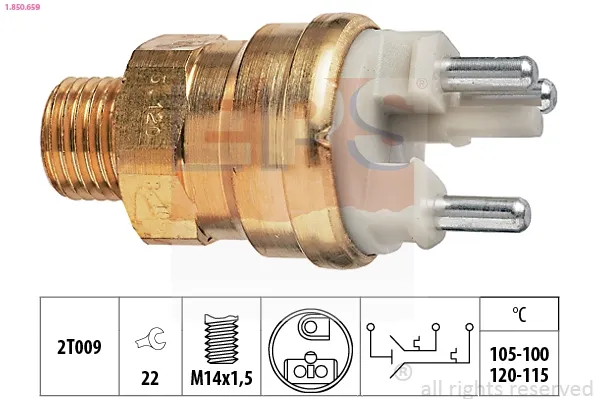 Sensor de temperatura do fluido de esfriamento (de ativação de ventilador do radiador) 1850659 EPS