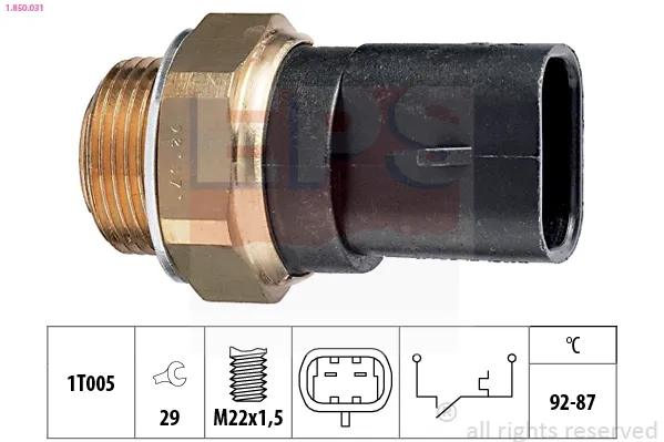 Sensor de temperatura do fluido de esfriamento (de ativação de ventilador do radiador) 1850031 EPS