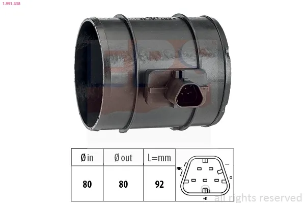 Sensor de fluxo (consumo) de ar, medidor de consumo M.A.F. - (Mass Airflow) 1991438 EPS