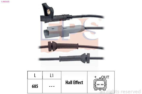 Sensor dianteiro de ABS 1960035 EPS