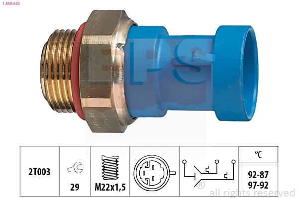 Sensor de temperatura do fluido de esfriamento (de ativação de ventilador do radiador) para Fiat Punto II 188