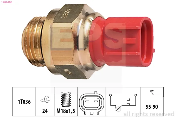 Sensor de temperatura do fluido de esfriamento (de ativação de ventilador do radiador) 1850282 EPS