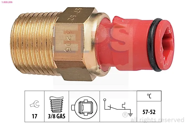 Sensor de temperatura do fluido de esfriamento (de ativação de ventilador do radiador) 1850206 EPS