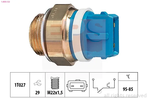 Sensor de temperatura do fluido de esfriamento (de ativação de ventilador do radiador) 1850122 EPS