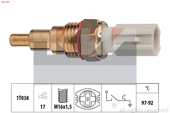 Sensor de temperatura do fluido de esfriamento (de ativação de ventilador do radiador) 550189 KW AUTOMOTIVE