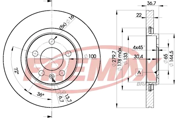 Disco do freio dianteiro BD5603 Fremax