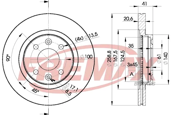 Disco do freio dianteiro BD3550 Fremax