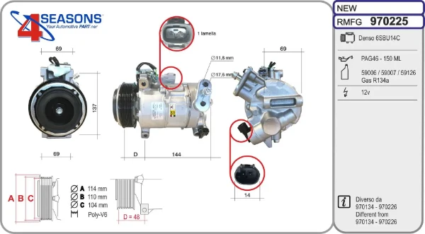 Compressor de aparelho de ar condicionado 970225 AHE