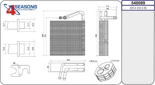 Vaporizador de aparelho de ar condicionado 540069 AHE