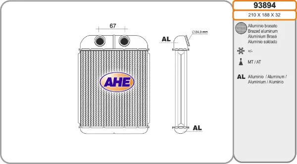 Radiador de forno (de aquecedor) 93894 AHE