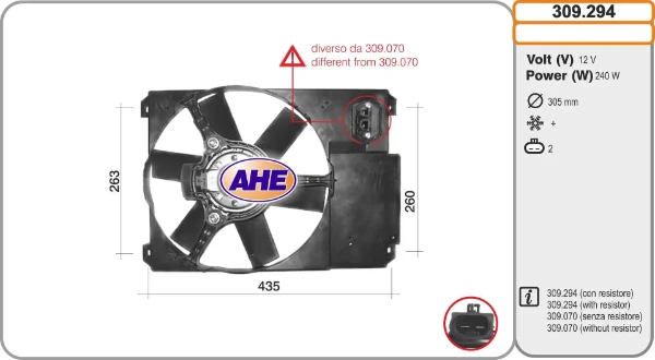 Ventilador elétrico de esfriamento montado (motor + roda de aletas) para Fiat Ducato (230L)