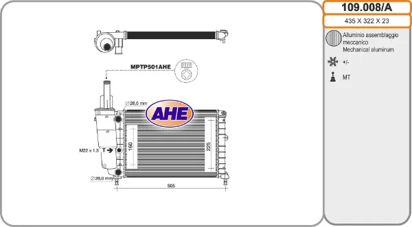 Radiador de esfriamento de motor 109008A AHE