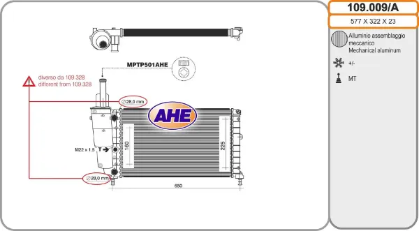 Radiador de esfriamento de motor 109009A AHE