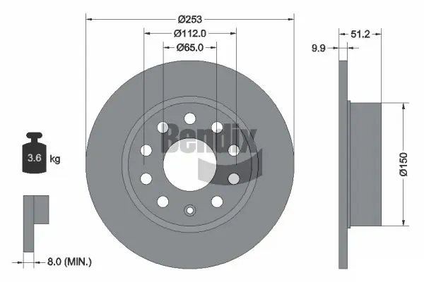 Disco do freio traseiro Volkswagen Jetta 6 162, 163, AV3, AV2, AY2, AY3
