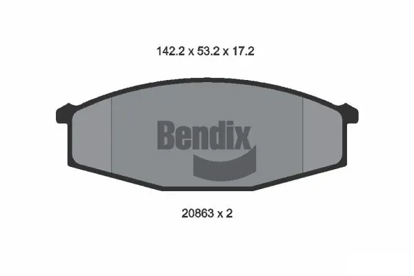 Sapatas do freio dianteiras de disco BPD1727 Jurid/Bendix