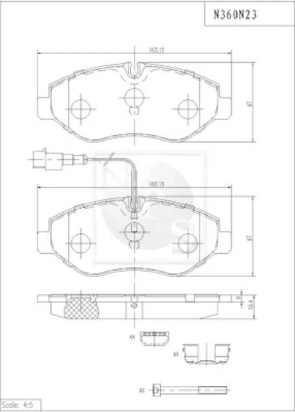Sapatas do freio dianteiras de disco para Nissan Cabstar (F24M)