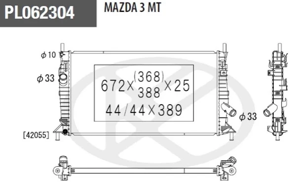 Radiador de esfriamento de motor para Mazda 3 (BK14)
