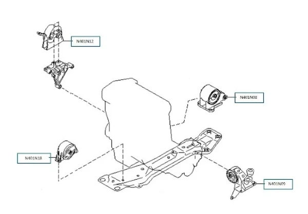 Coxim (suporte) dianteiro de motor para Nissan X-Trail (T30)