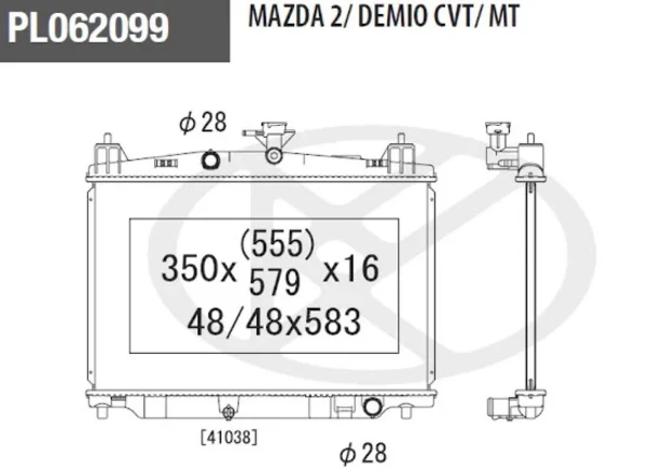 Radiador de esfriamento de motor para Mazda 2 (DE)