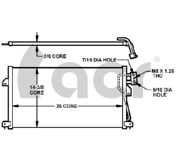 Radiador de aparelho de ar condicionado para Dodge Caravan 