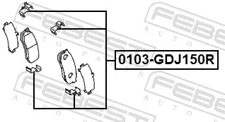Kit de molas de fixação de sapatas de disco traseiras 0103GDJ150R Febest