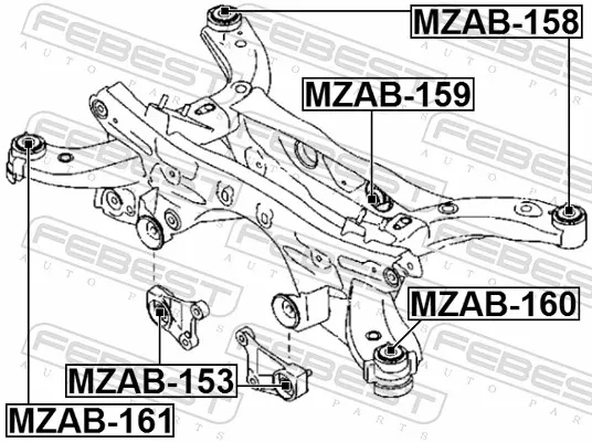 Bloco silencioso de viga traseira (de plataforma veicular) Mazda CX-5 1 KE, GH