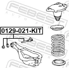 Parafuso de fixação do braço oscilante inferior traseiro, interno 0129021KIT Febest