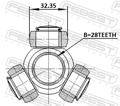 Semieixo (acionador) dianteiro direito 0716RS415 Febest