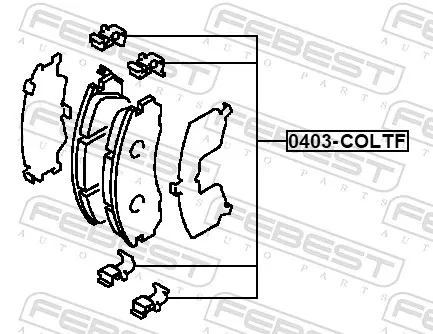 Kit de molas de fixação de sapatas de disco dianteiras Mitsubishi Colt VI