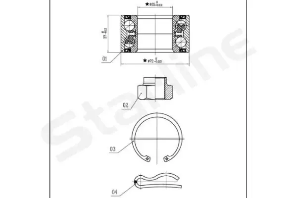 Rolamento de cubo dianteiro LO00915 Starline