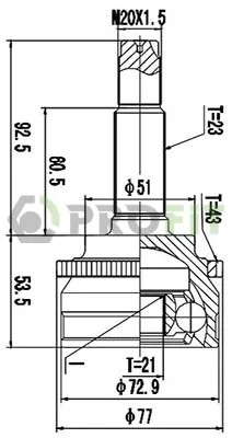 Junta homocinética externa dianteira Chery QQ6 S21