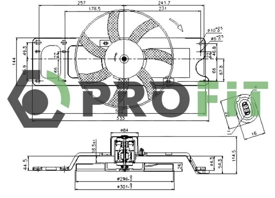 Ventilador elétrico de esfriamento montado (motor + roda de aletas) 6001546843 VAG