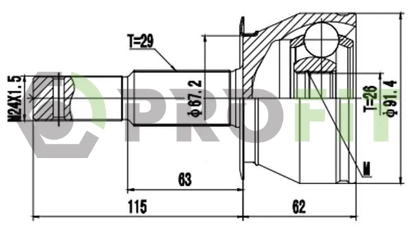 Junta homocinética interna dianteira esquerda para Alfa Romeo 159 (939)
