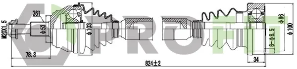 Semieixo (acionador) dianteiro direito 27300211 Profit