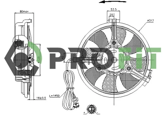 Ventilador elétrico de esfriamento montado (motor + roda de aletas) Audi A4 8D2