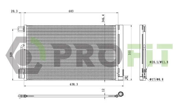 Radiador de aparelho de ar condicionado para Opel Corsa D X12