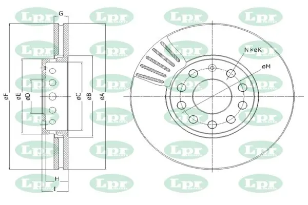 Disco do freio dianteiro A1371V LPR