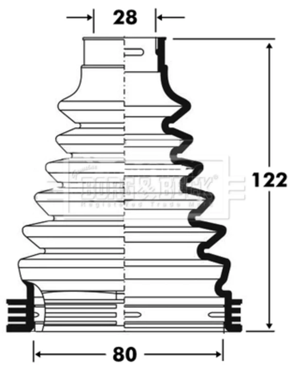 Bota de proteção interna de junta homocinética do semieixo dianteiro para Volvo S80 (AS, AR)