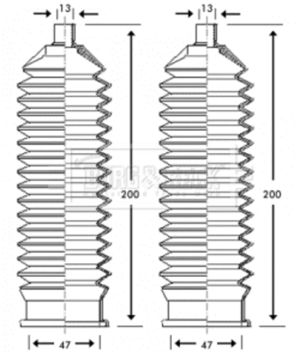 1527 Metalcaucho bota de proteção do mecanismo de direção (de cremalheira)